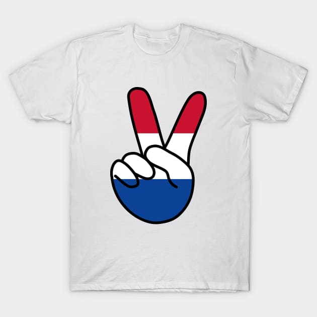 Netherlands Flag V Sign T-Shirt by DiegoCarvalho